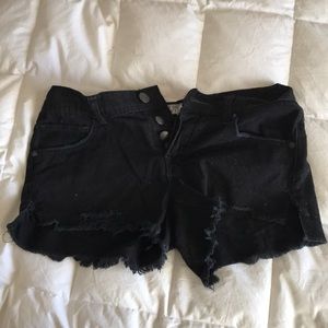 Free People Mid Rise Black Denim Shorts